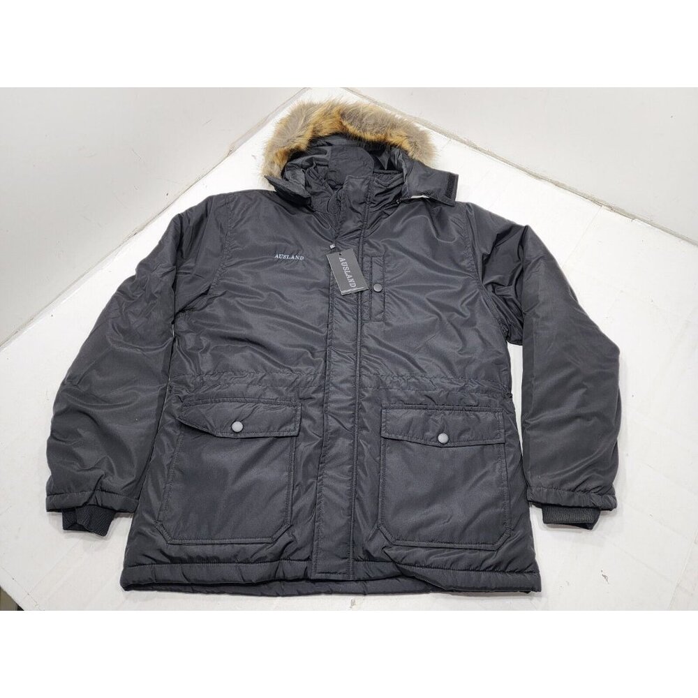 Ausland Mens Jacket Full Zip Hooded Jacket Coat Black Snow Ski Size XL NWT